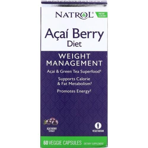Natrol Acai Berry Diet Acai & Green Tea Superfoods 60 Veggie Capsules, Weight Loss