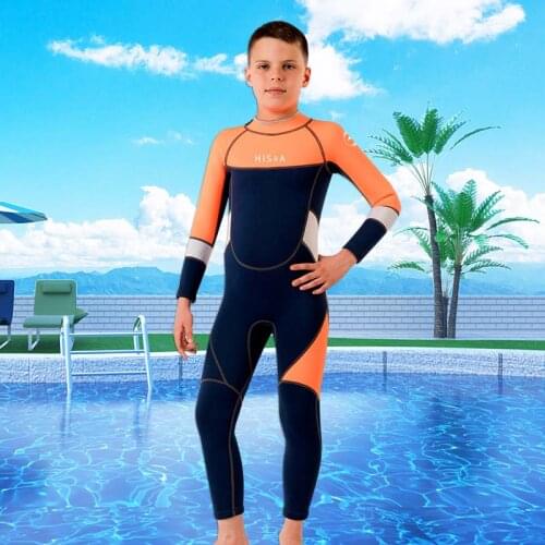 HISEA Neoprene Wetsuit For Kids Diving Suits Children Swimwears Long Sleeves Surfing One Piece Snorkeling Rashguard Wetsuit