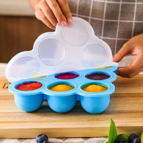 NEW 9 Holes Baby Food Container Supplement Storage Box Silicone Ice Cube Mold with Cover Freezer Crisper Tray Drop Ship
