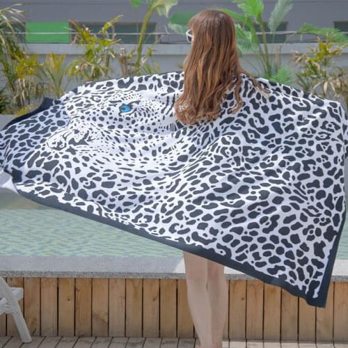 New Microfiber Adult Bath Towels Printed Water Sports Bathrobe Swimming Pool Surf Gym Fitness Portable QuickDrying Beach Blanket