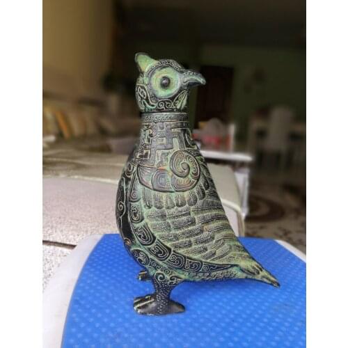 Excellent Vintage Bronze Old Eagle Patina Owl Statue