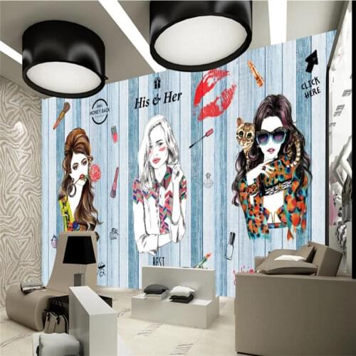 Custom Fashion Hair Salon Beauty Salon Background Wallpaper 3D Modern Makeup Shop Industrial Decor Wall Paper 3D Papel De Parede