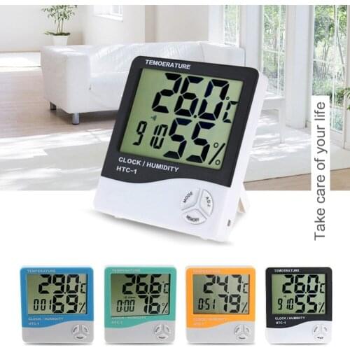 Portable Digital Thermometer Hygrometer Electronic LCD Temperature Humidity Meter Weather Station Indoor Outdoor Clock #290026