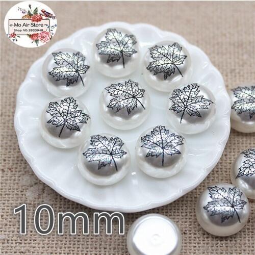30pcs 10mm Maple Leaf Buttons Home Garden Crafts Cabochon Scrapbooking DIY Accessories