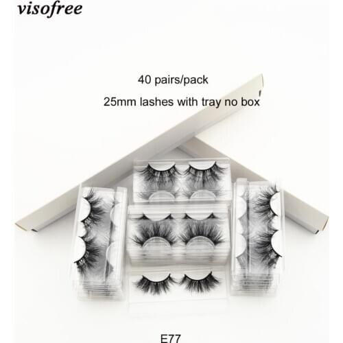 Visofree 40 Pairs/pack 25mm Lashes 3D Mink Lashes Makeup Thick Long Lashes Wholesale Fake Eyelashes Dramatic Eyelashes Makeup