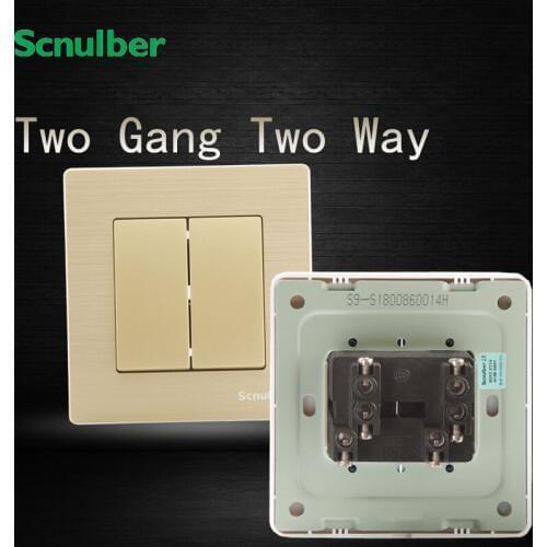 16A luxury champagne double way metal wire double gang wall switch