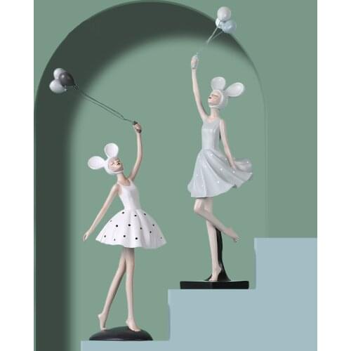 Modern,Balloon Girl,Home Decoration,Figurine Miniature,Figure Statue,Sculpture,Living Room,Ms Rabbit,Decor Decorative,Desk Art
