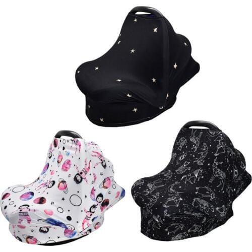 4-in-1 Multi-use Baby Stretchy Cover Car Seat Canopy/Nursing Cover/Shopping Cart Cover/Infinity Scarf for Baby