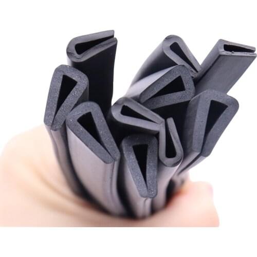 2M Black Rubber Edge Strip U Type Thicken Anti-collision Sealing Strip Metal Shell Glass Steel Plate Card Slot Edge Protection