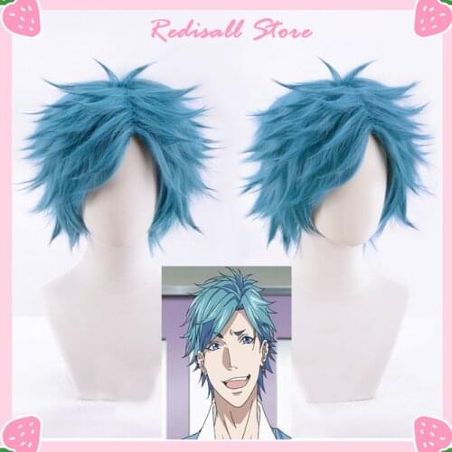 Yarichin Bitch-bu Yui Tamura Cosplay Wig Blue Short Heat Resistant Synthetic Hair Adult Men Women Halloween