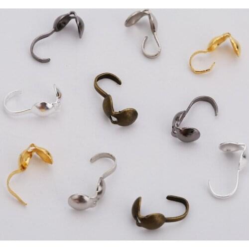 200pcs/lot 4mm Iron Necklace Connector Clasps Calottes End Crimps Beads End Clasps Connectors For DIY Jewelry Accessories Making