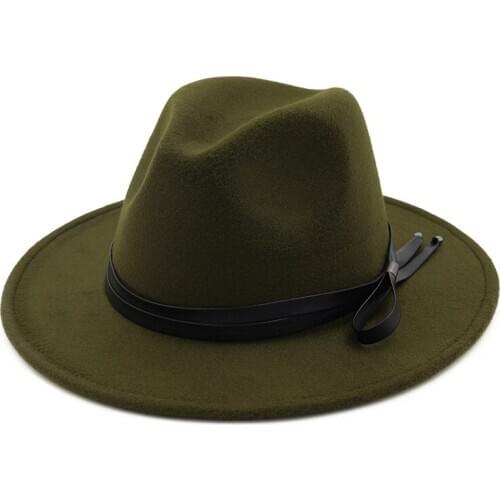 2021 Hot Autumn Winter Sun Hat Women Men Fedora Hat Classical Wide Brim Felt Floppy Cap Chapeau Imitation Wool Cap HF127