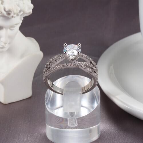 Beiver Fashion Jewelry Rings For Women Simple Design Square Clear Zircon Ring Bridal Wedding Engagement Ring Bijoux Size 6-10