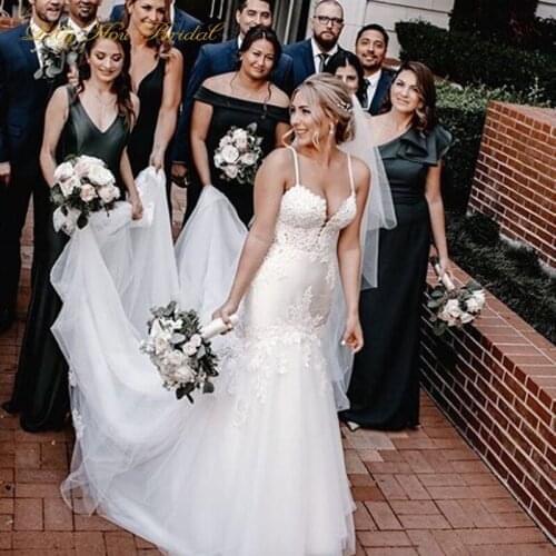 Plus Size Mermaid Wedding Dress Sweetheart Spaghetti Straps Lace Appliques Trumpet Bridal Gowns