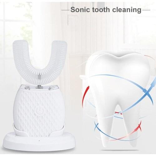 Sonic Electric Toothbrush U Shape USB Rechargeable Intelligent Blue Cold-light Teeth Whitening 4 Style Timer Adult Tooth Brushes
