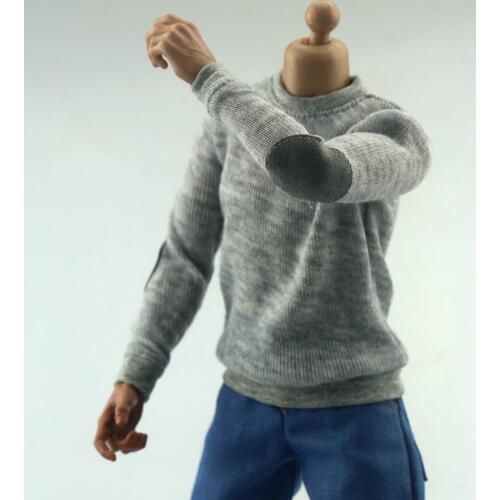 1/6 Black and Grey Fashion Knitted Sweater T Shirt Models elastic Coat for 12''Action Figures Bodies Accessories