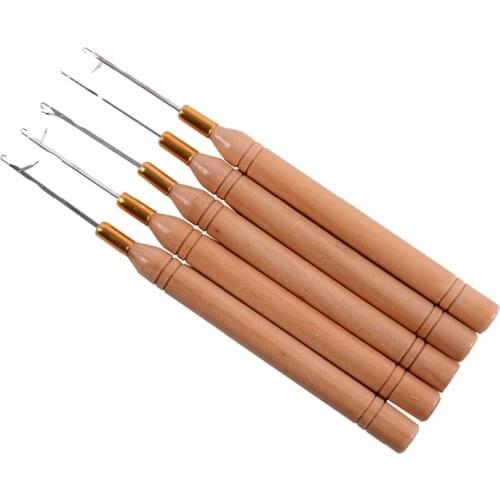 1Pcs Wooden Handle Hook Needle / Micro Rings Needle /Hair Tools For Micro Rings Hair Extensions