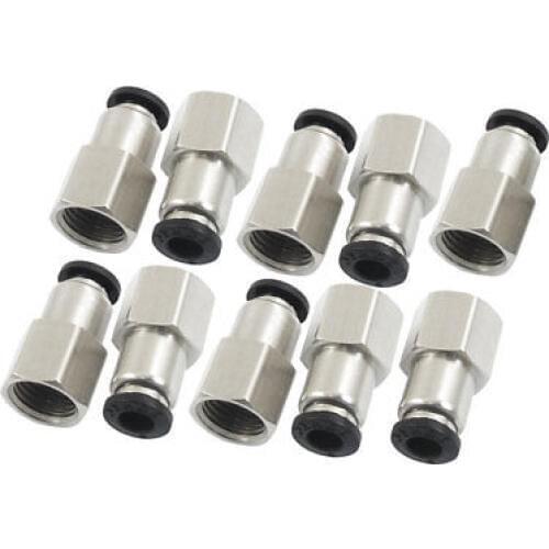 10 Pcs 1/4" PT Female Thread 6mm Push In Joint Pneumatic Quick Fittings