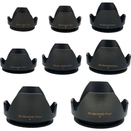 10pcs DC-SN 49 52 55 58 62 67 72 77mm Camera Lens Hood Flower Shape Lotus Type Screw Mount For canon nikon Sony SLR camera lens
