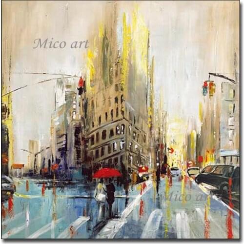 100% Hand-painted Paris Street Scenery Oil Painting Wall Decor Canvas Art Texture Abstract Paintings Artwork For Living Room