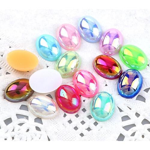 100 Pcs 10*14mm ABS Imitation Oval Flatback Pearl Beads Decoration For DIY Accessories Jewelry Making Nail Art Phone Case