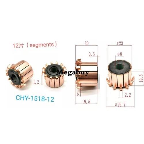 8*23*19.5mm 12P 1-100 PCS Teeth Copper Hook Type Electrical Motor Commutator Car motor