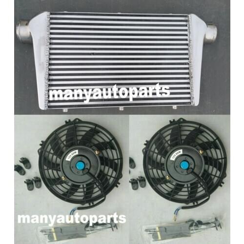 Aluminum Intercooler+FANS 450 X 300 X 75mm Front Mount 450*300*75mm Bar&Plate