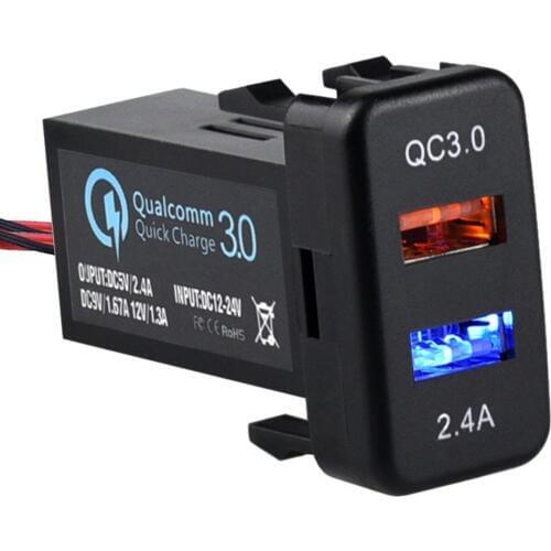 Auto Car DC 5V 2.0A Dual USB Port Charger Dashboard Mount With Audio Input For IPhone For Smart Phone For Toyota