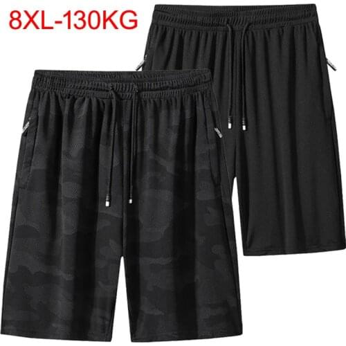 Large Mens Shorts Mesh Elastic Summer Breeches 8XL 6XL Big Size Clothing Nylon Black Spandex Sweat Shorts Plus Size Shorts