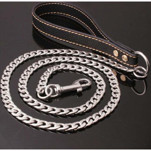 316L Stainless Steel Pet Dog Chain Leash Walk the dog Training Handle Pet Traction Outdoor Walking Training Cuba Dog Chain