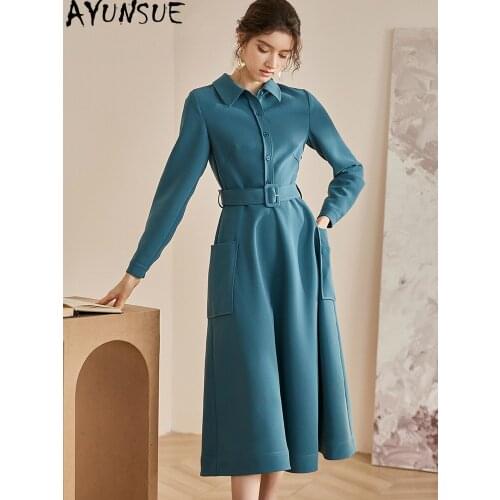 AYUNSUE Long Shirt Dress Women Fashion Vintage Dress Spring Autumn Office Lady Elegant Dresses Female 2021 Vestido De Mulher