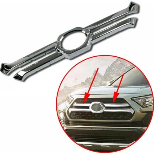 Chrome Front Middle Grill Grille Bumper Guard Cover Trim Accessories Fit For Toyota RAV4 2019 2020 Adventure Model