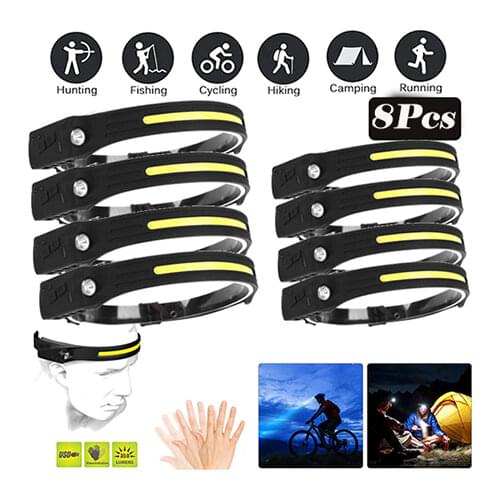 Sensor Headlight COB LED Headlamp Flashlight 200 Lumens USB Rechargeable Cycling Running Outdoor Head Torch Work Lighting