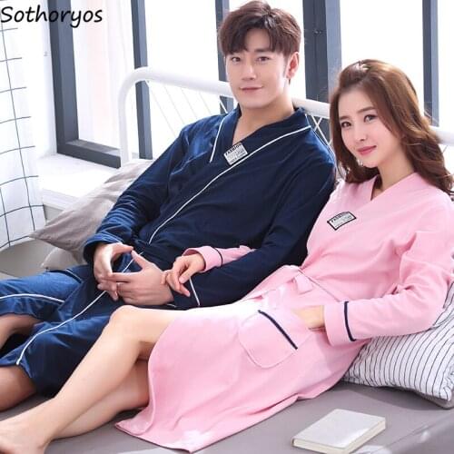 Robes Couples Spring Autumn Summer Long Sleeves Solid Males Females Silk Elegant Breathable Comfortable Trendy Fit Chic Elegant