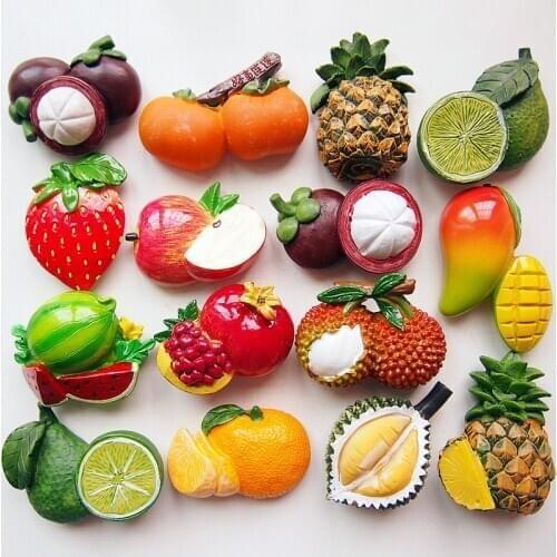 Hand-made Painted Fruit Series Durian Mangosteen Pineapple 3D Fridge Magnets Tourism Souvenirs Refrigerator Magnetic Stickers