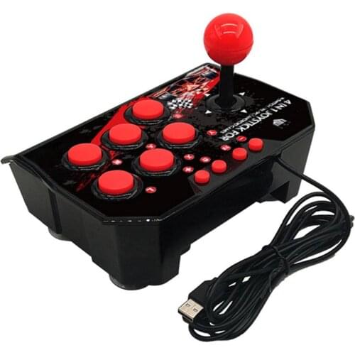 4-in-1 Retro Arcade Station USB Wired Rocker Fighting Stick Game Joystick Controller for PS3/Switch/PC/Android TV Games Console