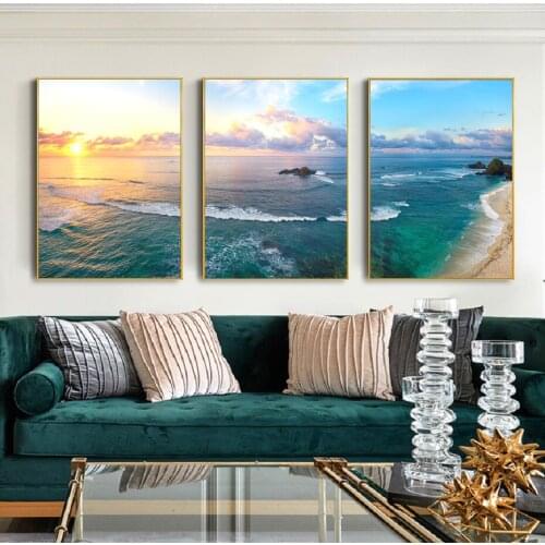 Seascape Painting Sunrise Morning Clouds Sea Reef Canvas Painting Wall Art Posters and Prints Printing Living Room Study Home De