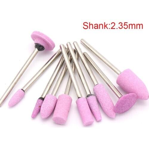 10PCS 4~13mm Ceramic Electric Machine Drill Bits Shank 2.35mm Corundum Grinding Head Polishing Grinding Carving Buffing Sanding