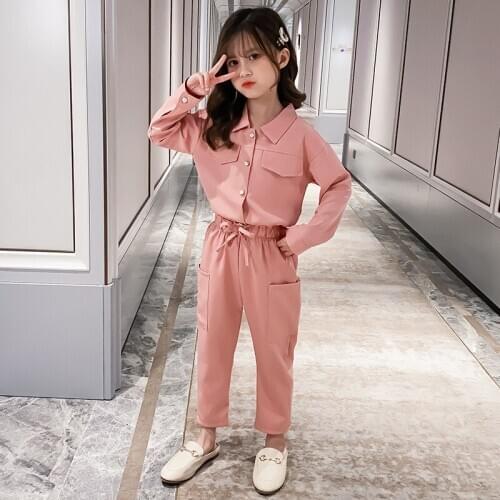 Girls Clothes Set 2020 Autumn Spring Long Sleeve Shirts+Pants Suits Kids Clothes Teen Children Clothing Sets 4 6 8 9 10 12 Years