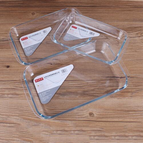 Large Capacity Clear Oblong Toughened Glass Baking Dishes Pan Oven Basics Plate Bakeware Non-Stick Kitchen Tool Cheese Rice Tray