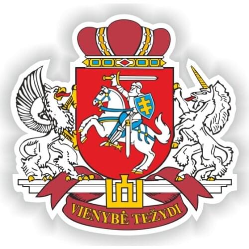 Hot Hot Reflective Car Sticker Lithuania Coat of Arms Helmet Motorcycle Decal Bumper Car Decals 12*12cm