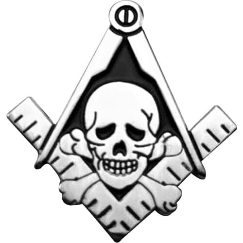 Masonic Lapel Pins Silver Widows Son Skull Enamel Brooch Gifts Badges With Butterfly Clutch,1"