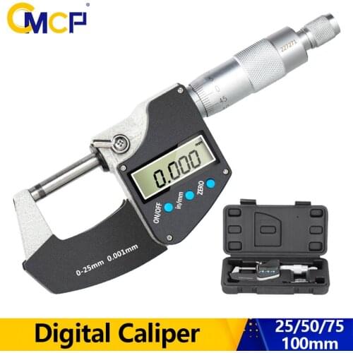 CMCP Micrometer Digital Caliper 0.001mm Electronic Outside Micrometer with LCD Screen Gauge Measuring Tools 0-25/50/75/100mm