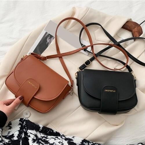 Fashion Solid Color Shoulder Saddle Messenger Bag Women Daily PU Leather Curved Handbag Street Shopping Totes