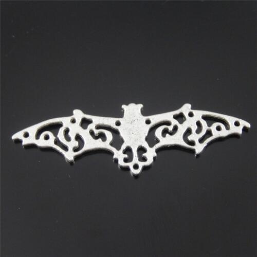 Julie Wang 5PCs Charms Alloy Antique Silver Plated Hollow Bat Jewelry Making Pendant Charm Jewelry Making Accessories