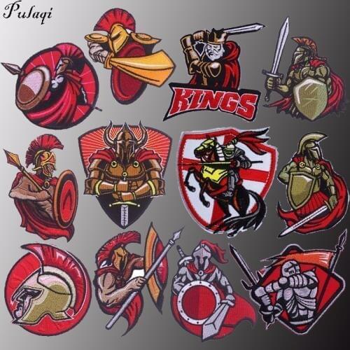 Pulaqi Roman Warriors Patches New Eco-friendly Iron-on Patches Embroidered Sewing Applique For Clothes Apparel Sparta Badge H