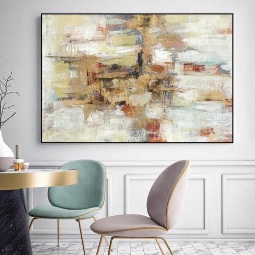 Hand Painted Original Abstract Modern Art Contemporary Painting Gold Color Wall Art Decor Textured Large Artwork