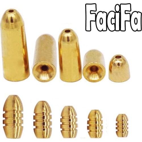 10pcs Fishing Bullet Weights Stainless Brass Slip Sinker For Fishing Hook Fishing Lure Texas Rig
