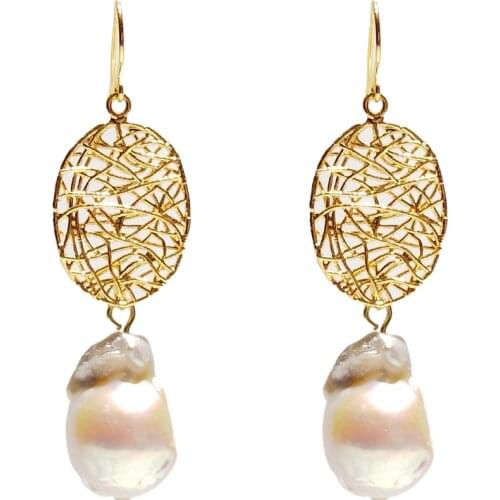 Lily Jewelry 2021 Trendy Chic 925 Sterling Silver Real Pearl Drop Earring Baroque Pearl Earring Women Jewelry Gift