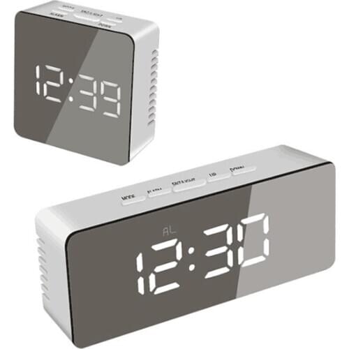 LED Digital Mirror Alarm Clock Desktop Clock Temperature Display Alarm Snooze Multi-function Electronic Timer Table Clock 2021